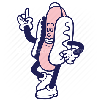 hot dog, funny, cartoon character, absurd, playful, quirky